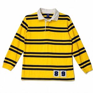 Vntg Club Class Rugby Polo Shirt Striped Preppy Long Sleeve Cotton Youth 12